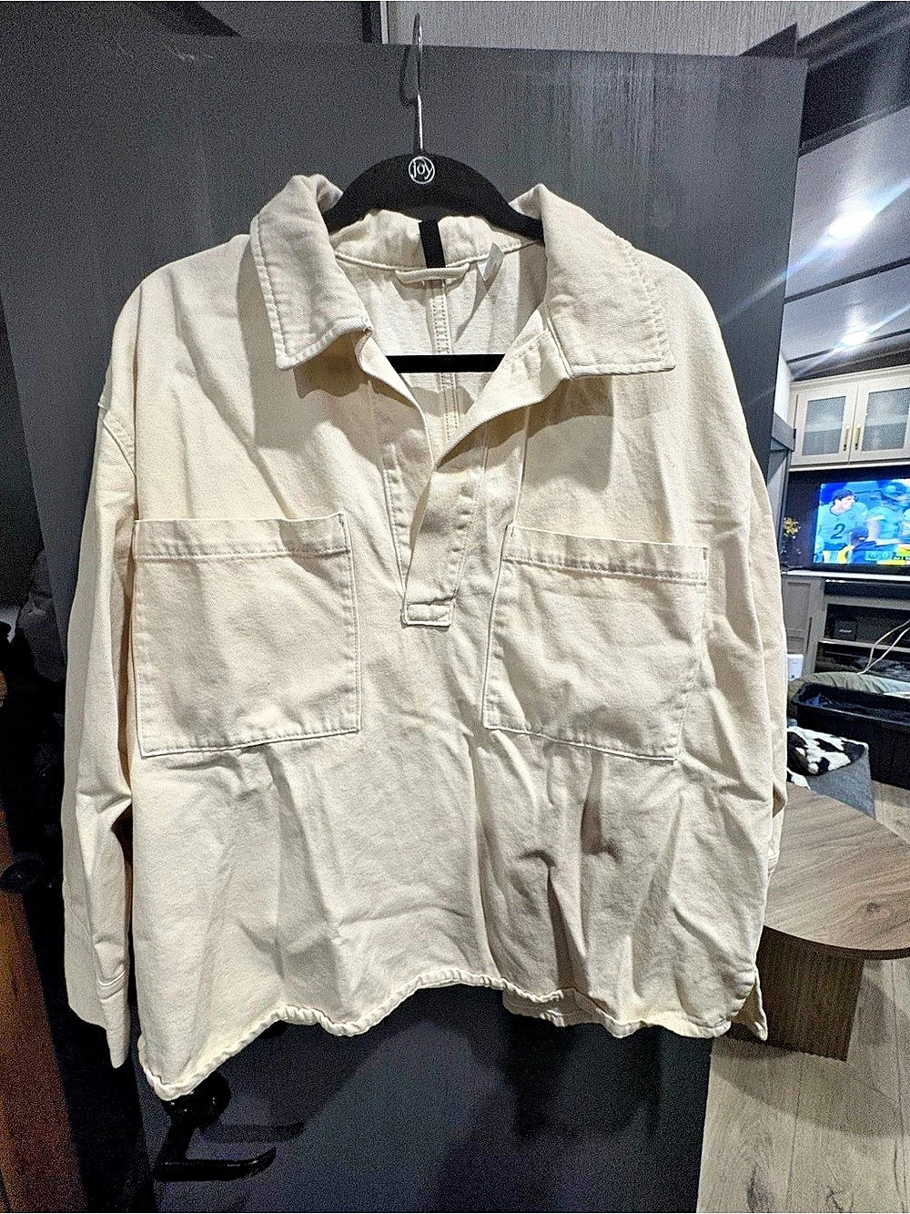Denim Pullover in Cream Size Medium Like New
